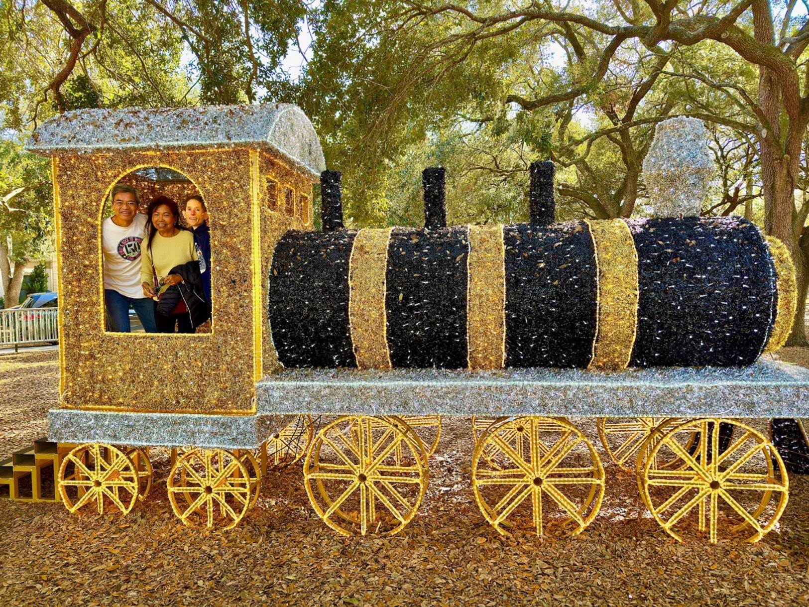 A group of people standing in a train

Description automatically generated